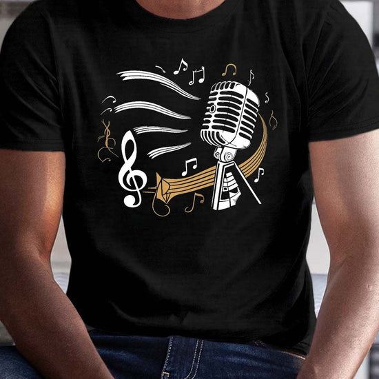 Retro Inspired Illustration And Microphone Print Men&