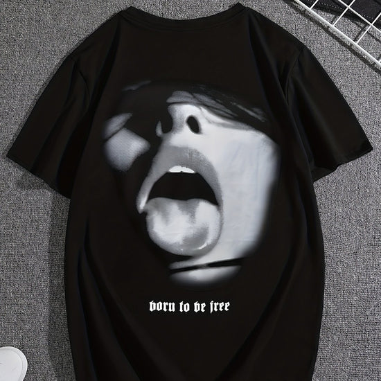 Tongue Pattern Printed T-shirt, Men&
